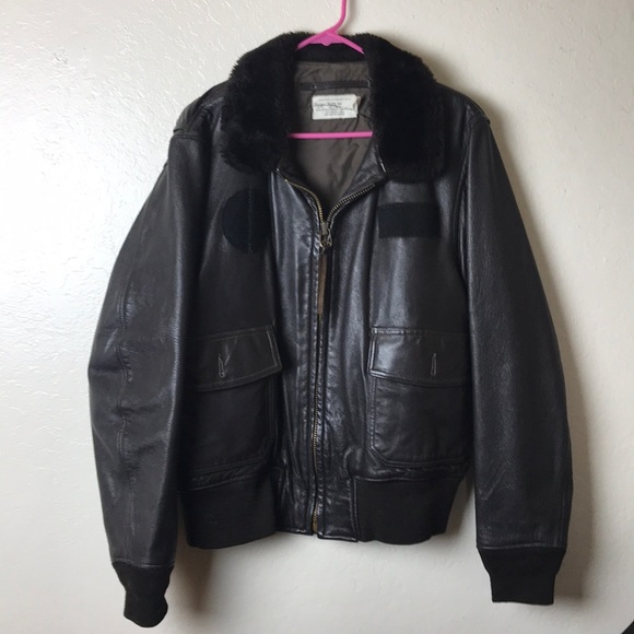 Flyer's G-1 Flight Bomber Leather jacket USA NAVY - Picture 2 of 4